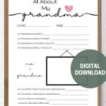 All about my grandma mother's day questionnaire digital download