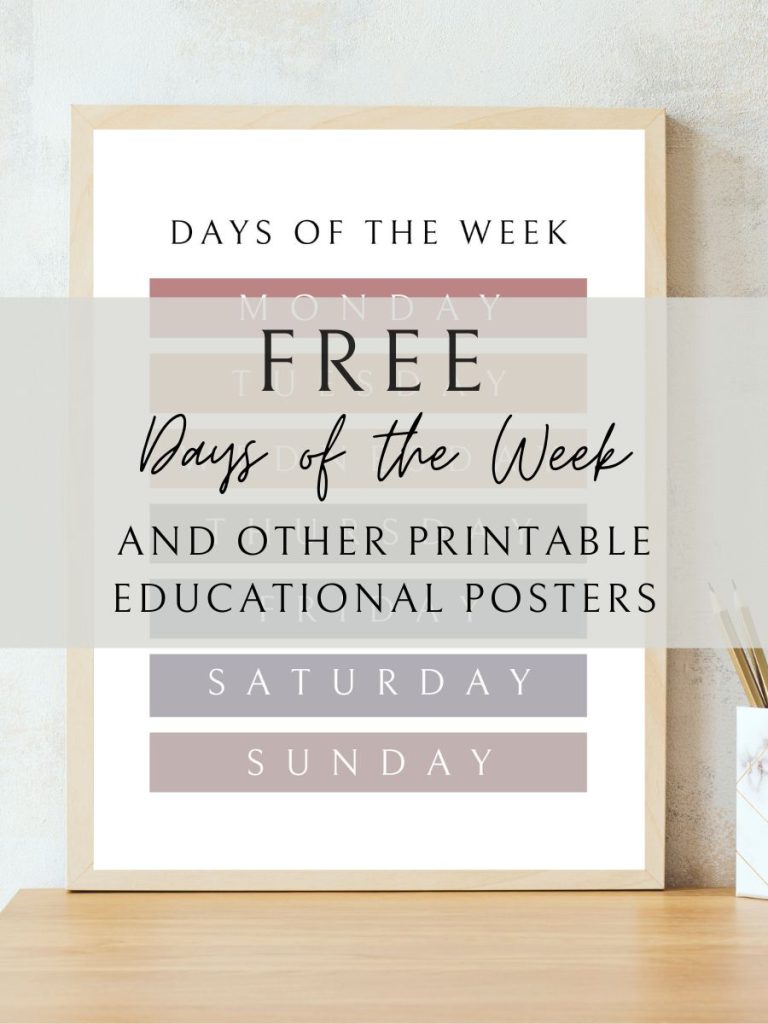 Free days of the week and other printable educational resources pastel colors 