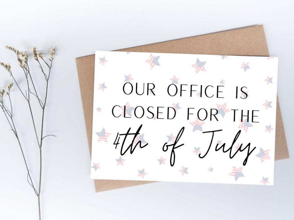 White background with patriotic stars minimalist out of the office design